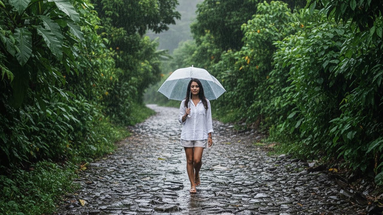 Natural Rain in the Silent Village 🌧️ Perfect for a Good Night's Sleep