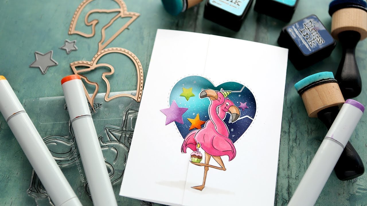 Twist Ties from Art Impressions! Flamingo Birthday Card