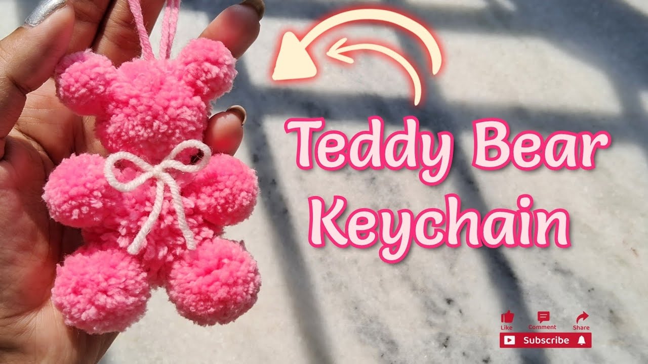 Pom Pom Teddy BearKeychain | Teddy Bear | Diy Teddy Bear Keychain |