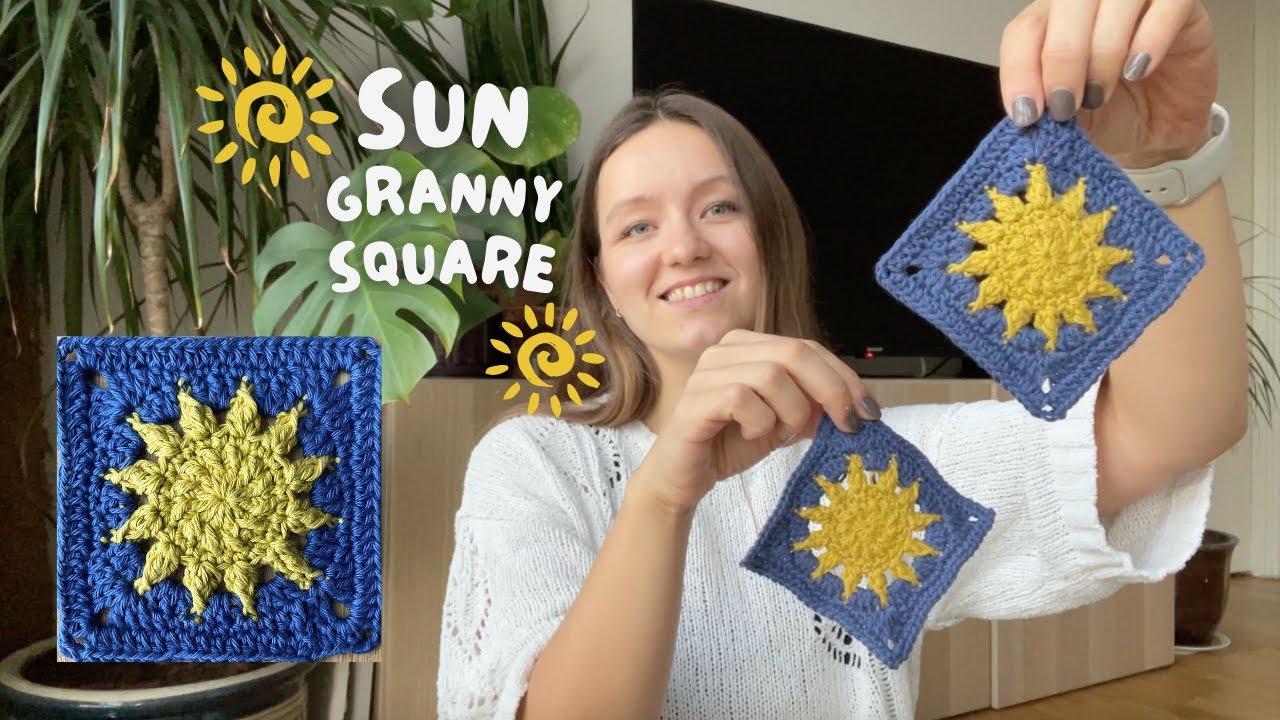 ☀️ SUN GRANNY SQUARE PATTERN ☀️ | step-by-step crochet tutorial