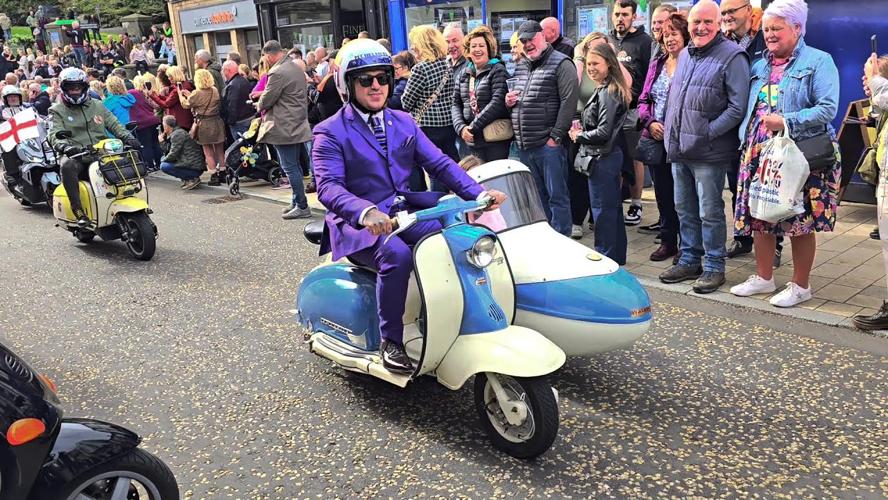 Clitheroe 2025 Scooter Rally (Ribble Valley) Ride-thro+Scooters Walkabout. Modrophenia!