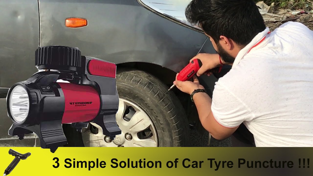 Car Tyre Puncture Repair | 3 Options To Deal With CAR Puncture |  BERGMANN TYRE INFLATOR ..
