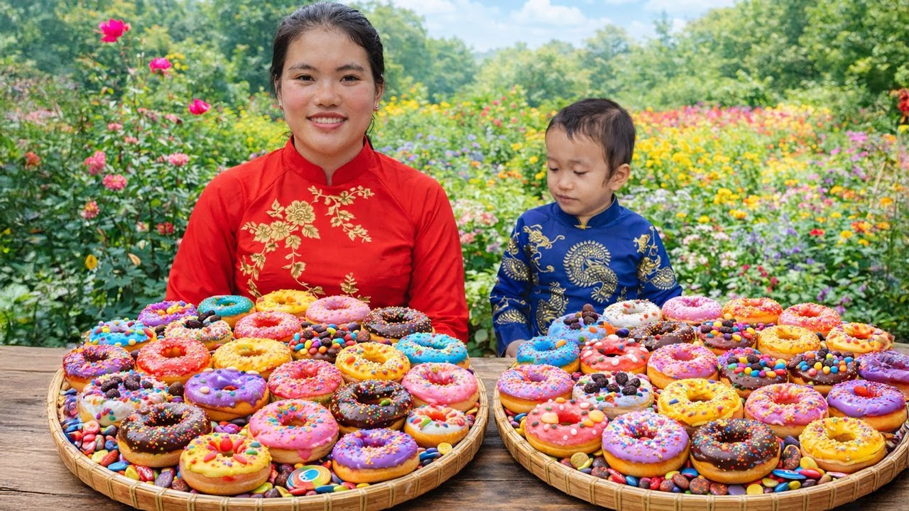 How to Make 1000 Donut Cakes to Sell at the Market - Farm Green Renovation | Trieu Thi Thuy