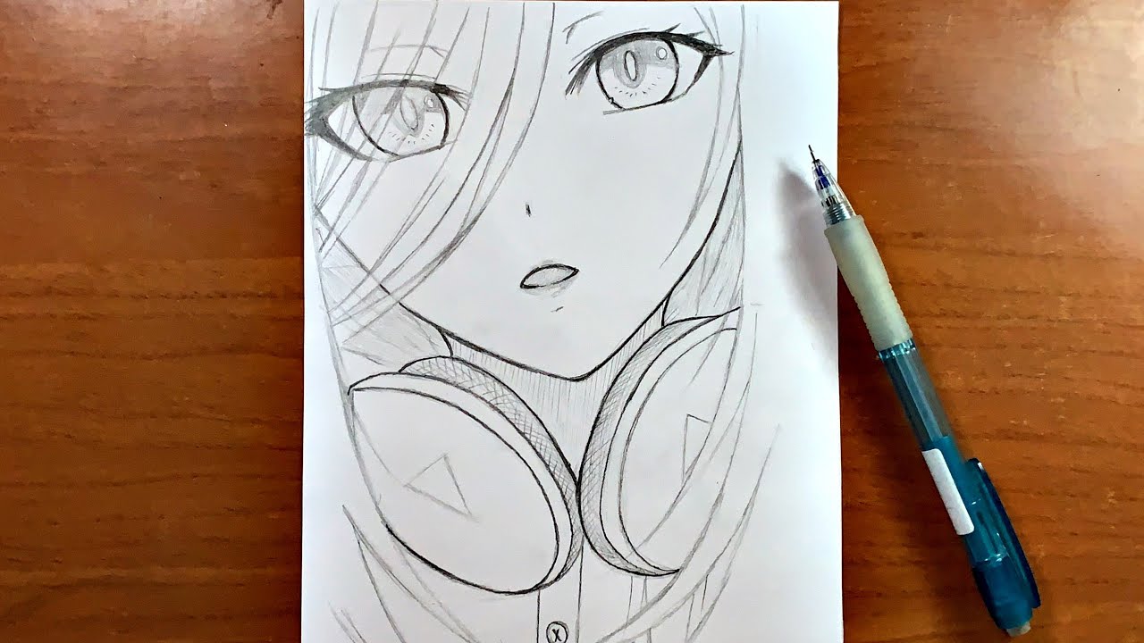 تعليم رسم بنت انمي مع سماعات اذن كبيرة خطوة بخطوة