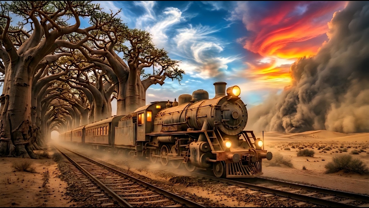 Beyond the Sandstorm: A Steam Train Journey Through the Galaxy & Desert. 4k
