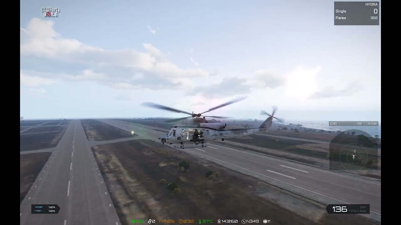 Arma 3 Exile: UH-1Y Venom Gunship Hunting on the Highway