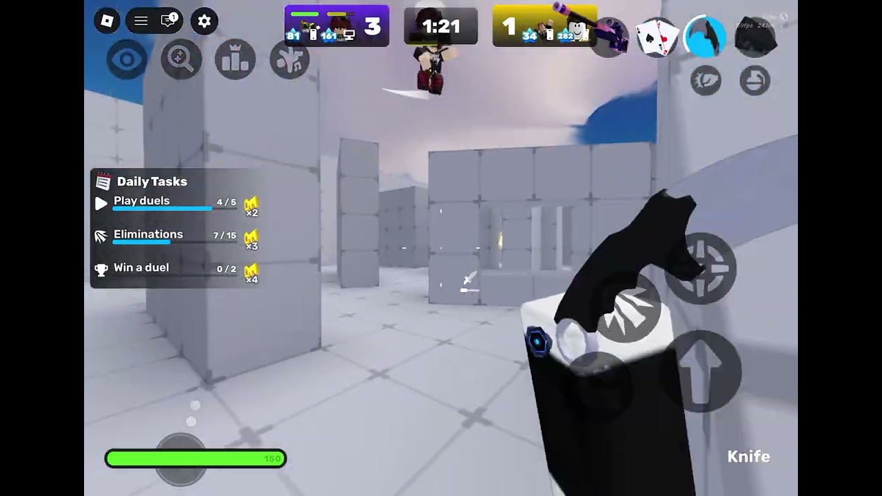 Playing roblox rivals with a fan