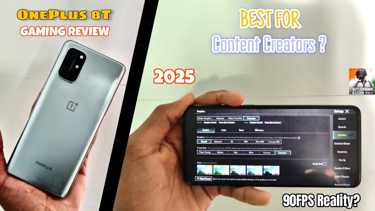 OnePlus 8T BGMI TEST 2025 || oneplus 8t pubg Graphics ❤️&zwj;🔥90fps | 120FPS UNLOCK | BUY OR NOT ? ✨
