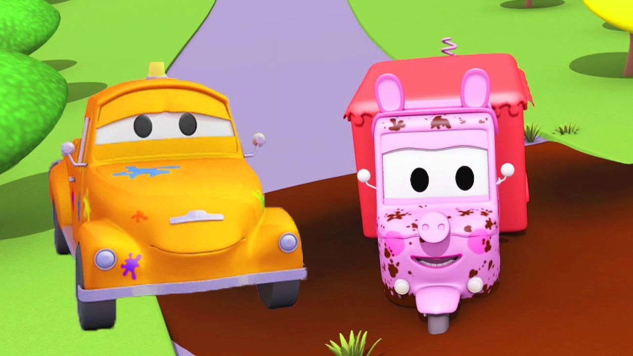Oficina de Pintura do Tom - Carrie é a Peppa Pig -  Cidade do Carro 🚗 Desenhos Animados 🎨