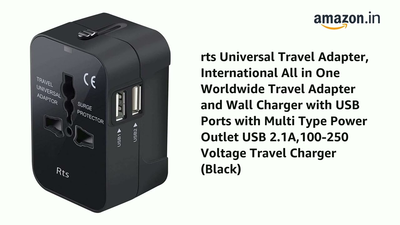rts Dual USB Universal Travel Adapter, International All in One Worldwide Travel Adapter
