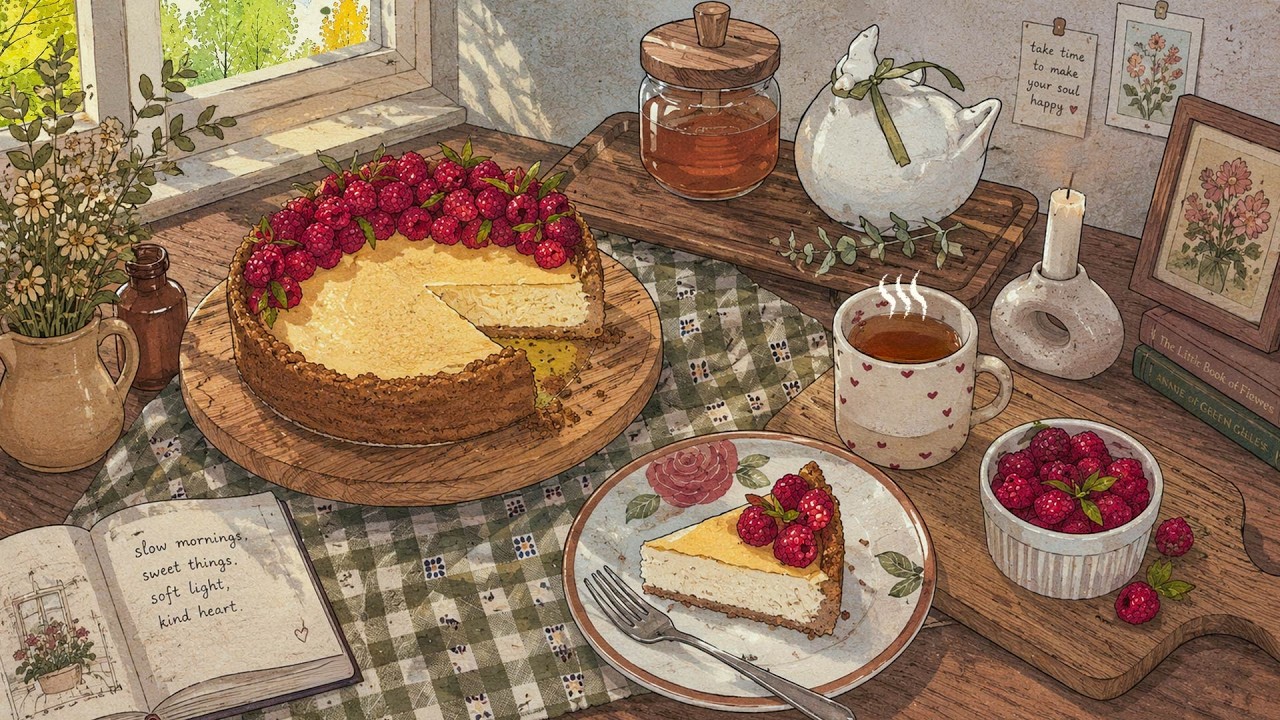 Comfort summer moment with lofi mix and tea, cake 🍵🌱calm your anxiety