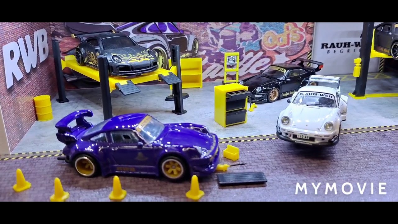 1/64 RWB garage diorama build and some amazing tarmac rwb Porsche and hotwheels