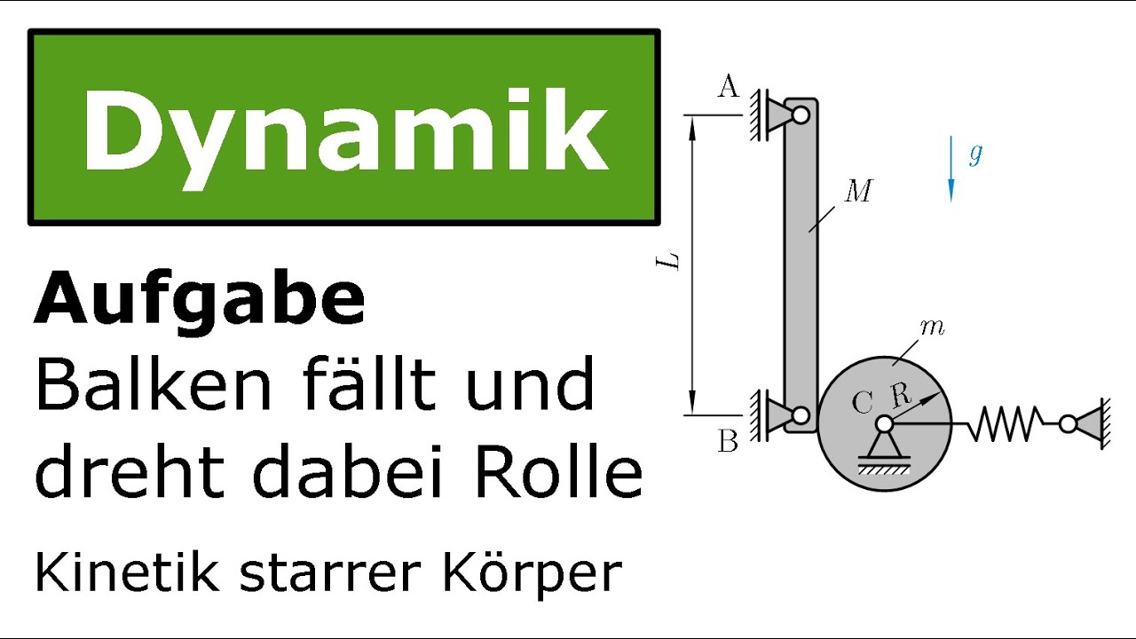 ⚙️ Balken fällt und dreht dabei Rolle [Technische Mechanik, Dynamik, Kinetik]