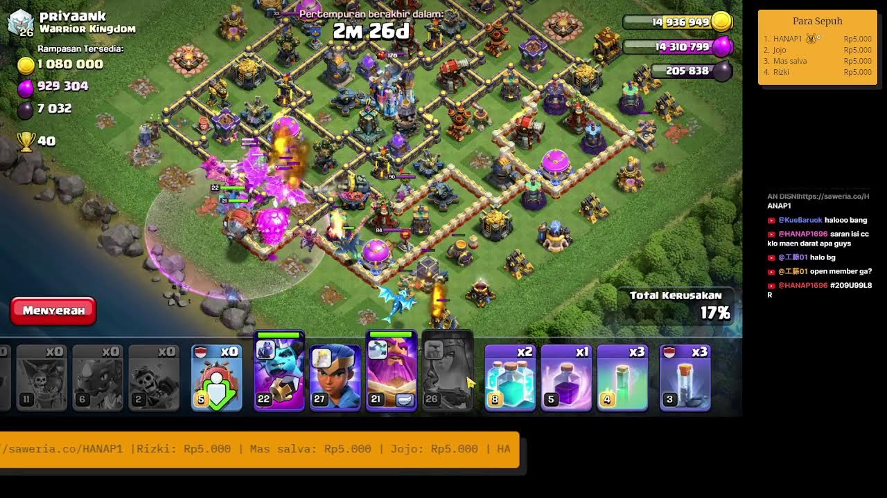 [ LIVE ] PUSH RANK TH 17 CLASH OF CLANS, OPEN MEMBER CLAN