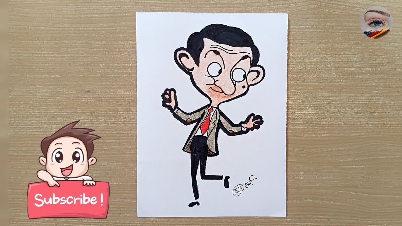 Mr. Bean Cartoon Drawing | Step By Step Drawing |@MadhuraTaldevkar 