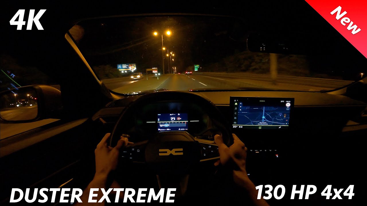 Dacia Duster Extreme 4x4 2024 Night POV driving Review 4K (130 HP), Consumption, 0-100