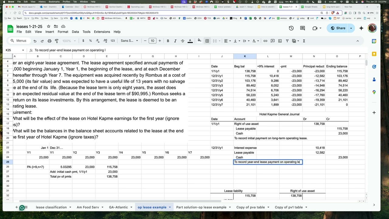 Operating lease example