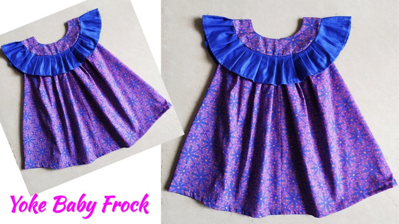 Yoke Frill Neck Baby Frock Cutting and Stitching
