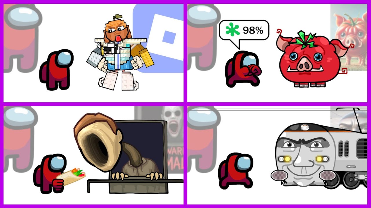 Mini Crewmate Kills Italian Brainrot Characters - Part 1-4 | Among Us