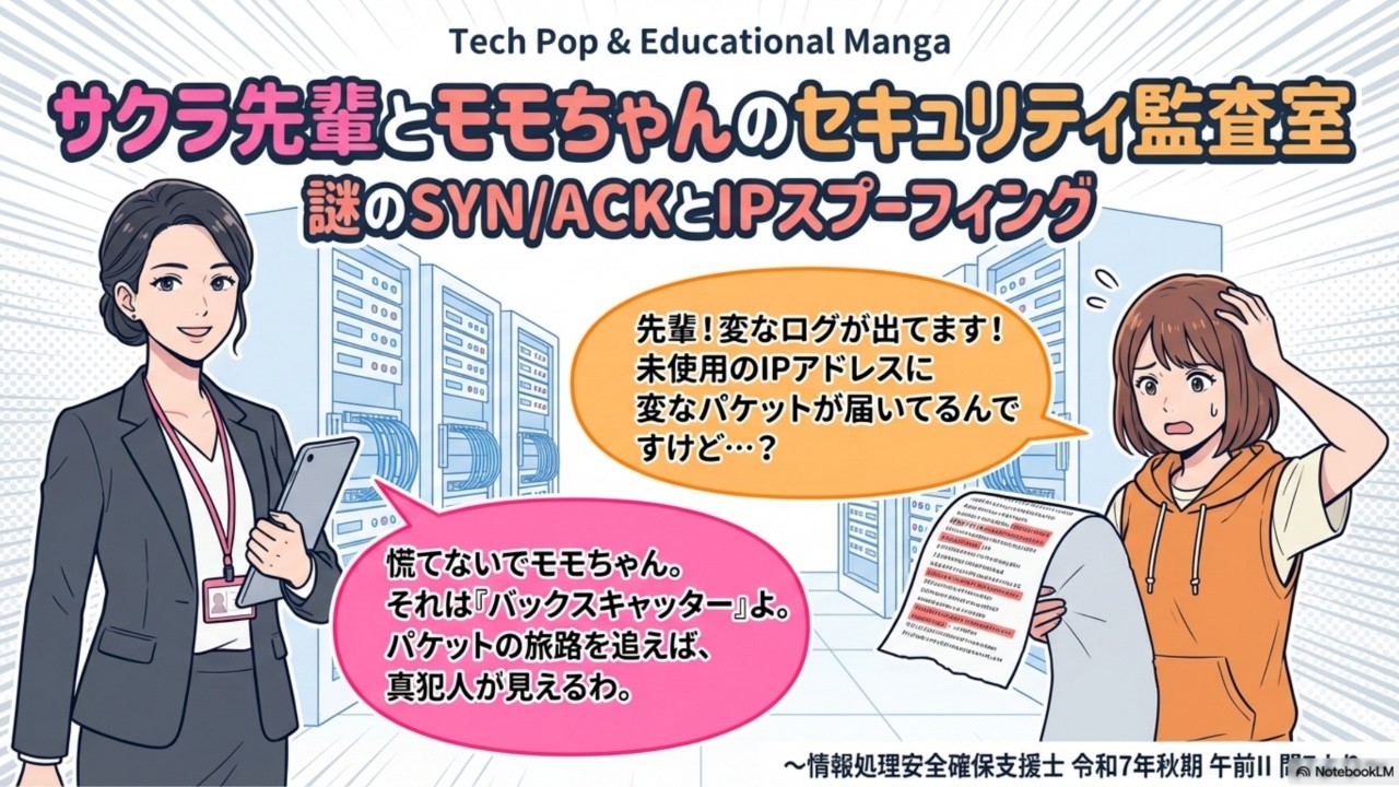 情報処理安全確保支援士令和7年秋期問7　送信元IPアドレスの偽装を伴うサイバー攻撃の仕組み