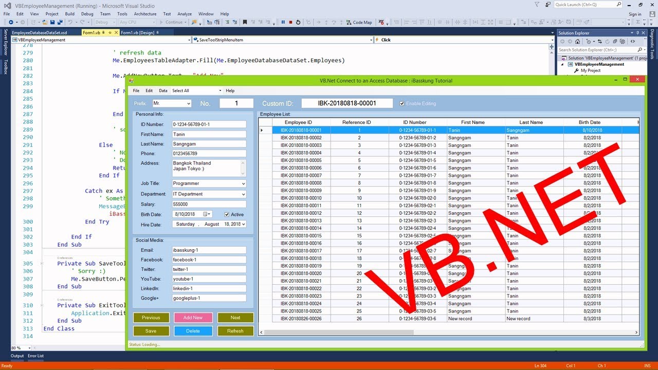 VB.Net (Part 7) How to Save / Edit / Update Record in an Access Database