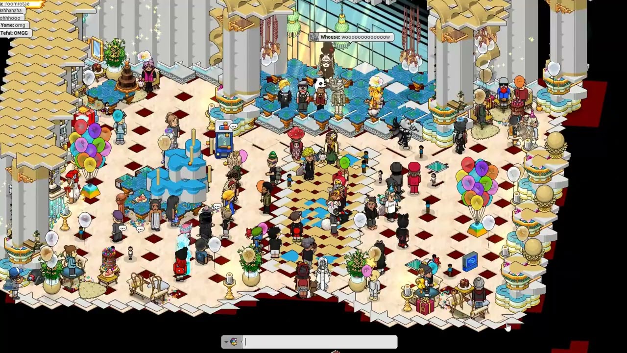 Habbo [DE] - 21st birthday - staff uses shake and rotate commands.