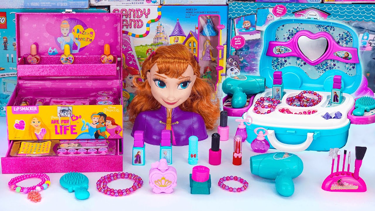 Unboxing Disney Frozen Toys ASMR | Princess Anna Deluxe Styling Head | Makeup Toys Collection Review
