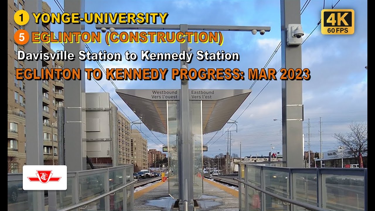 TTC POV Walk: Davisville Stn to Kennedy Stn (LINE 5: EGLINTON TO KENNEDY WALK) [MAR 2023]【4K 60FPS】