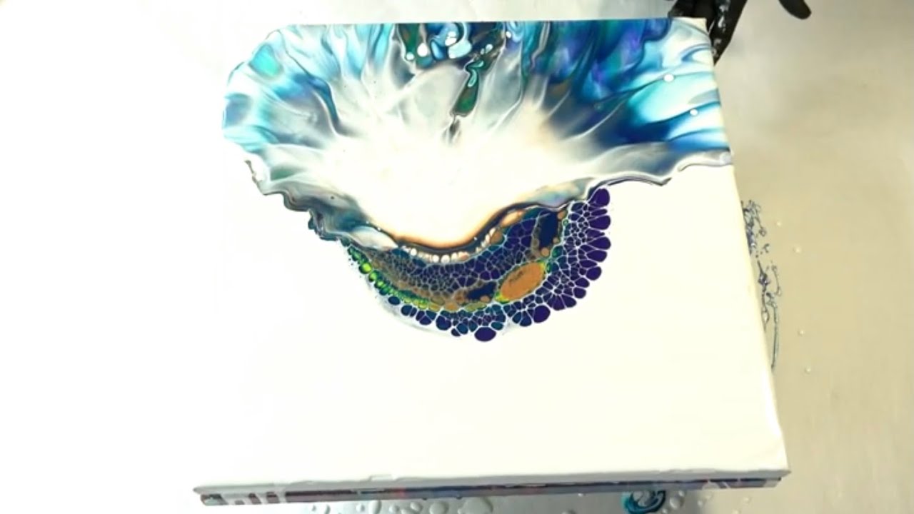 Combo Technique Dutch Open Cup – Giant Cells  – Thin Paints – Acrylic Pouring –Sea Fantasy – Tutoria