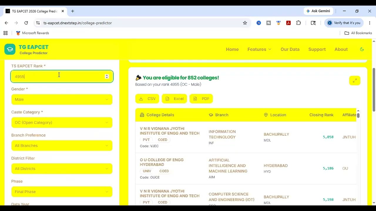 TG EAPCET College Predictor 2026 🔥 Predict Your Engineering College Instantly!