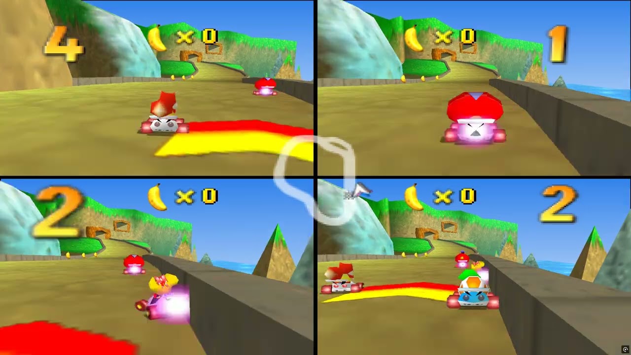 Diddy Kong Racing - Cars 4 Player Multiplayer with wife and daughters - Project64 Emulator