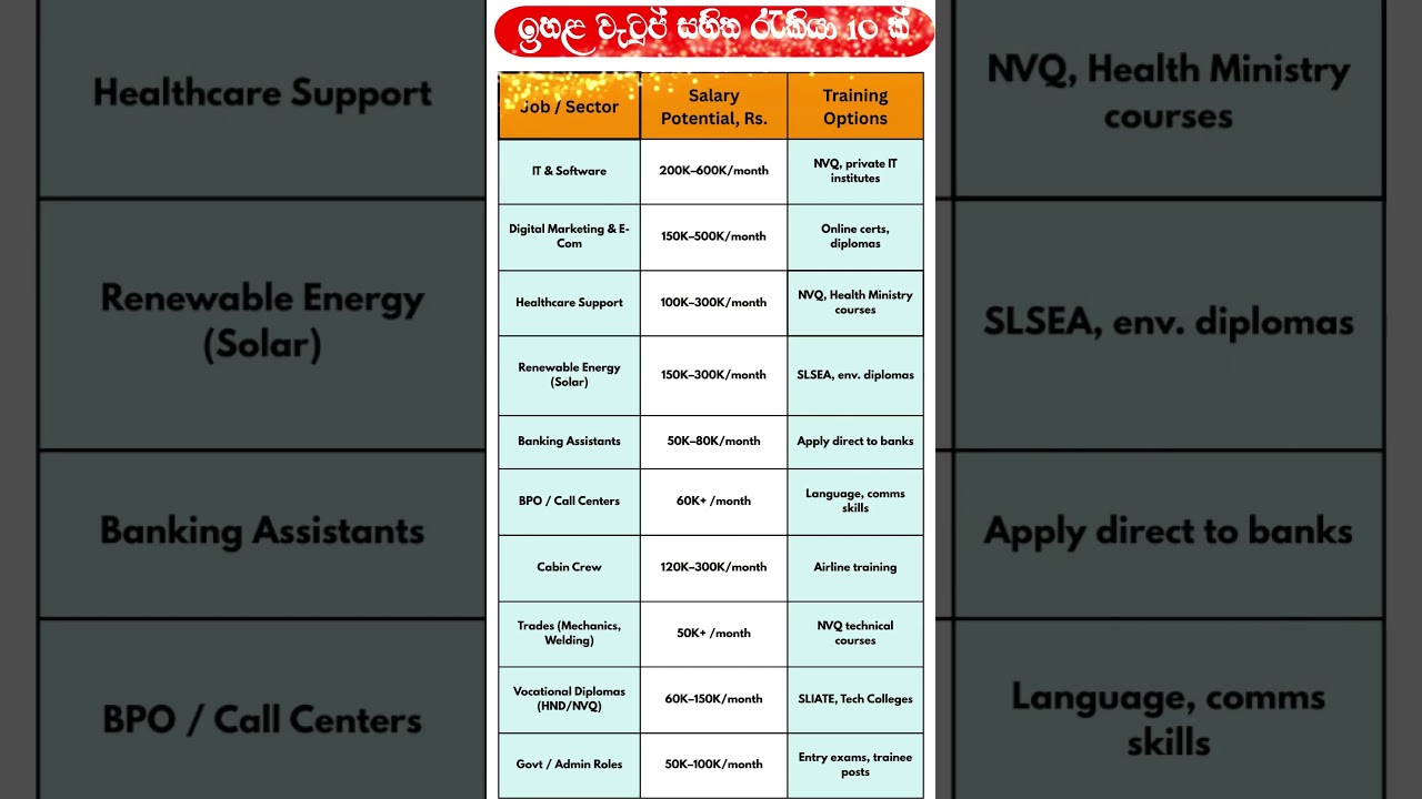 AL OL වලින් පසු කල හැකි ඉහළ වැටුප් සහිත රැකියා 10 ක් | Jobs after AL & OL Sri Lanka