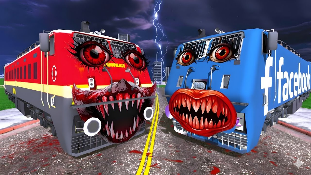 Facebook Train attack Haunted Train in Indian Bikes Driving 3d