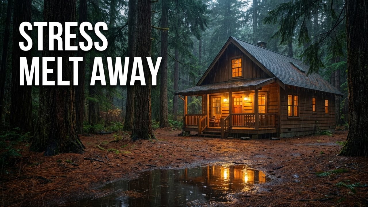 1H Cozy Cabin Rainstorm for Anxiety Relief