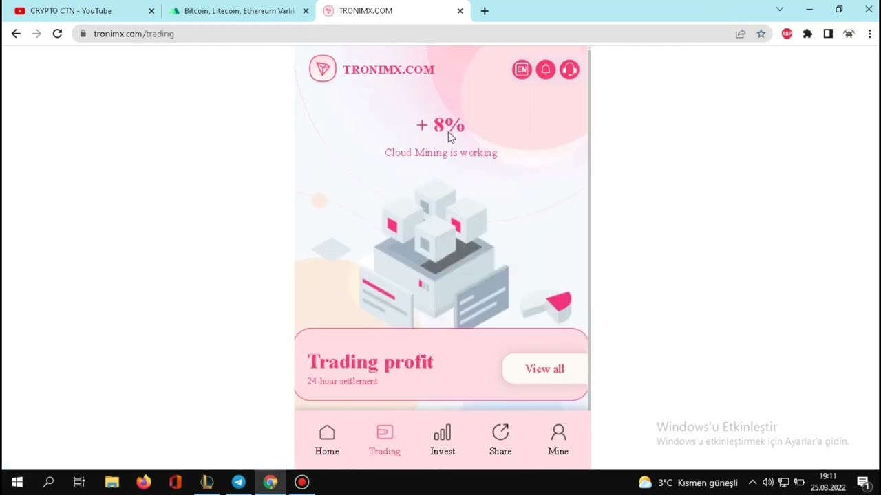 8800 TRON BONUS / G&Uuml;NL&Uuml;K %8 K&Acirc;R / &Ouml;DEME KANITLI / İNTERNETTEN PARA KAZANMA 2022 / TRON CLOUD MİNİNG