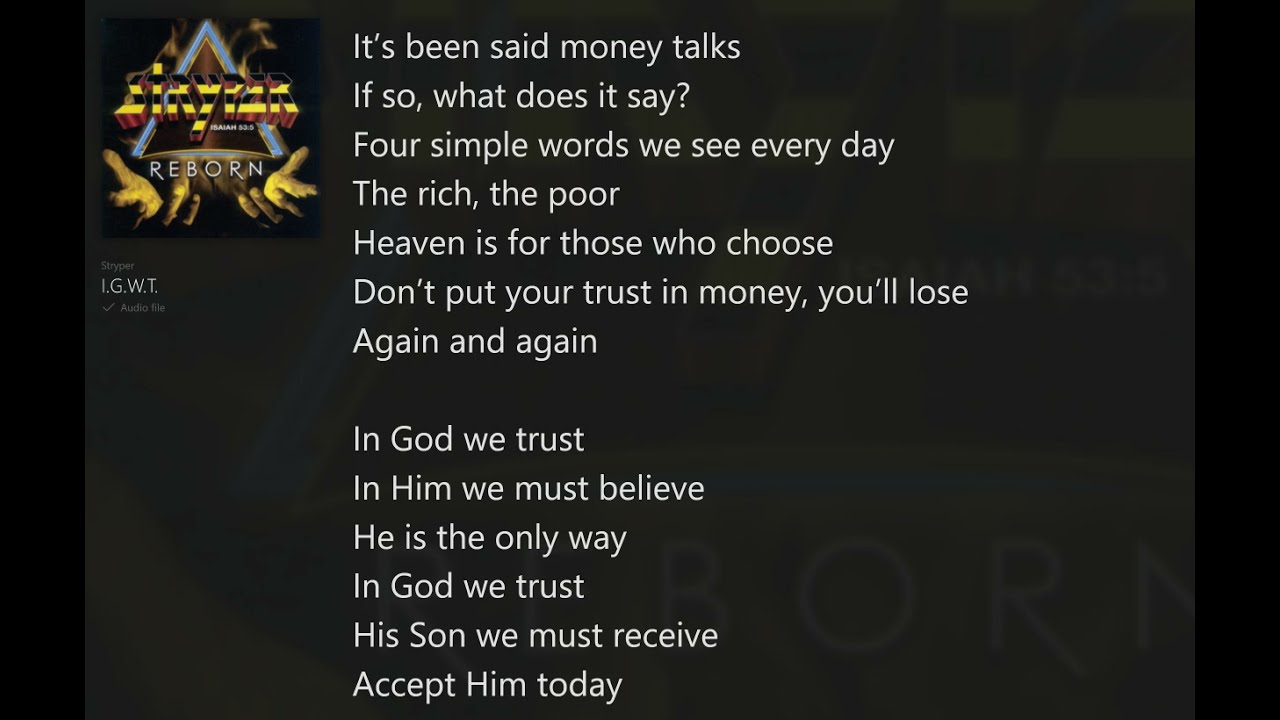 I. G. W. T.  (with Lyrics) Stryper/Reborn