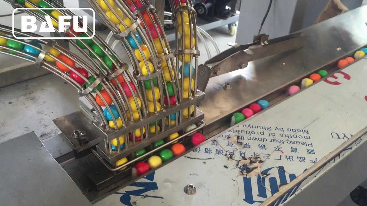 bubble gumballs 5 pieces tube packaging machine, multicolor candy packaging machine