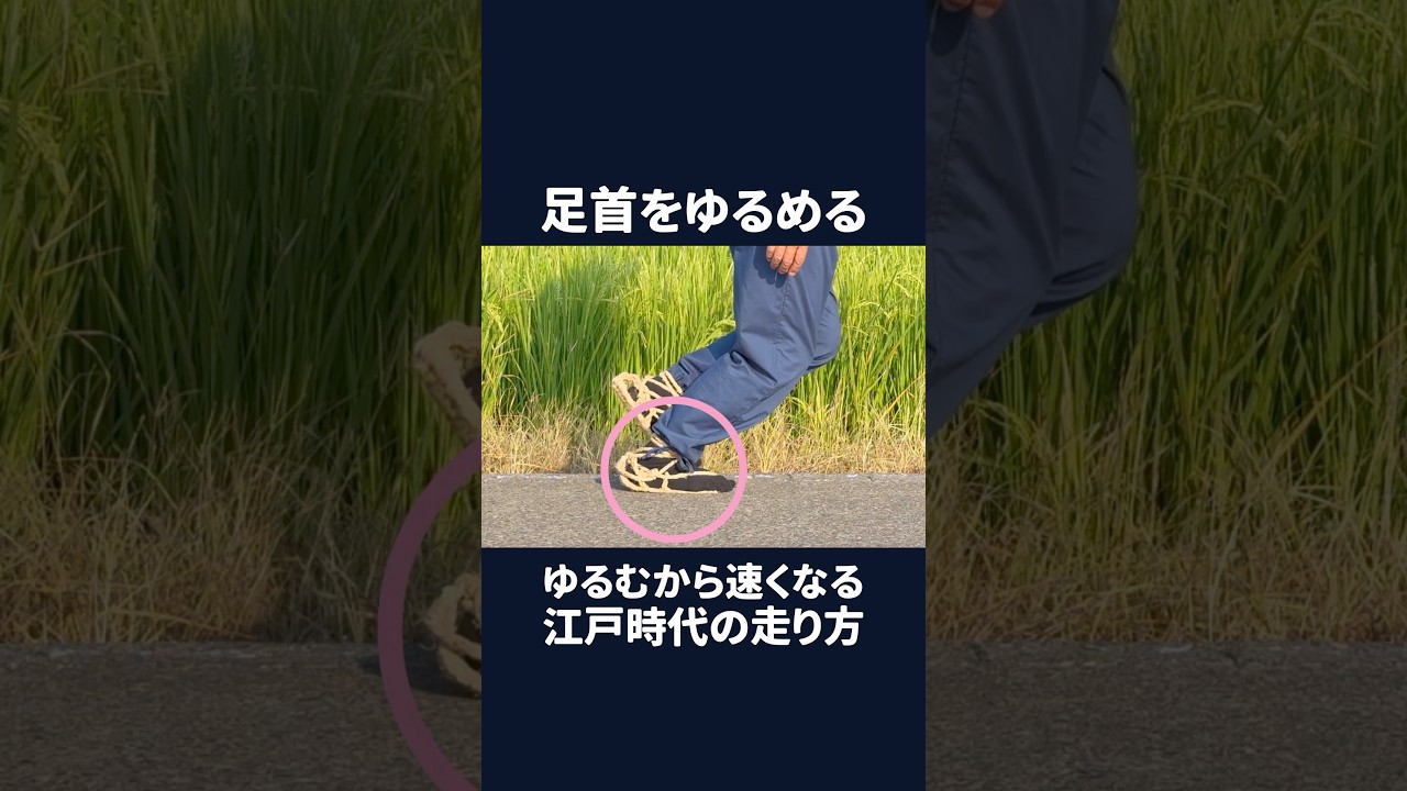 足首をゆるめる　ゆるむから速くなる江戸時代の走り方　#shorts #江戸時代の走り方 #ナンバ走り #ランニング #ゆるむ #足首 #速くなる #力を抜く