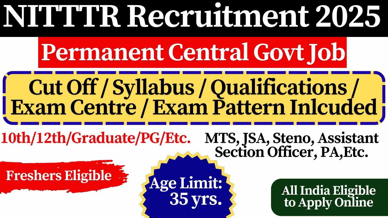 🔥 NITTTR Vacancy 2025 | NITTTR Recruitment 2025 | 🎯 NITTTR MTS Cut Off Qualification