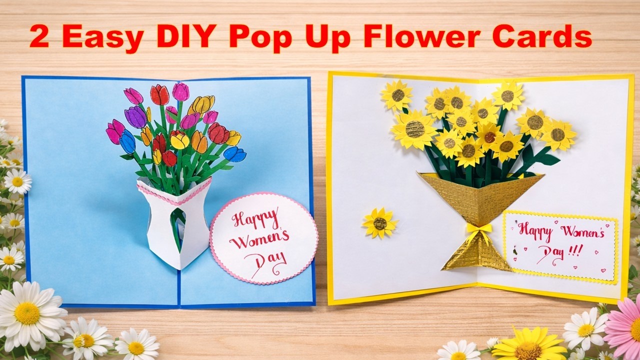 2 Easy DIY Pop Up Flower Cards 🌷 Mother’s Day Card Idea | Women’s Day Card Tutorial | DG Handmade