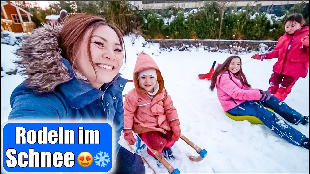 1. Schnee Spaß mit Baby & Hund ❄️😍 Schlitten fahren & rodeln! Tränen von Mama | Mamiseelen
