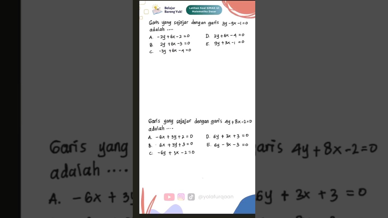 Latihan Soal SIMAK UI - Matematika Dasar #matematika #fyp #simakui2024 #persamaangaris
