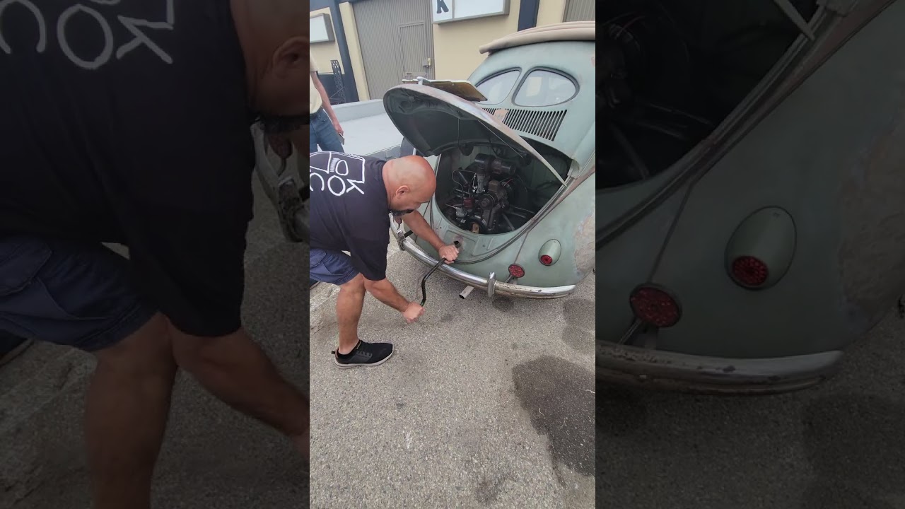 Crank start split window VW Beetle Who needs a starter motor to start the engine