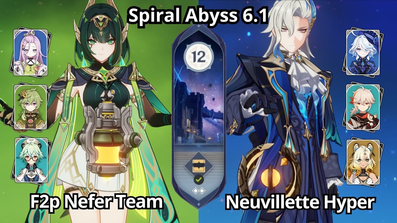 C0 F2P Nefer Team & C0 Neuvillette Hypercarry - Spiral Abyss Floor 12 Genshin Impact 6.1