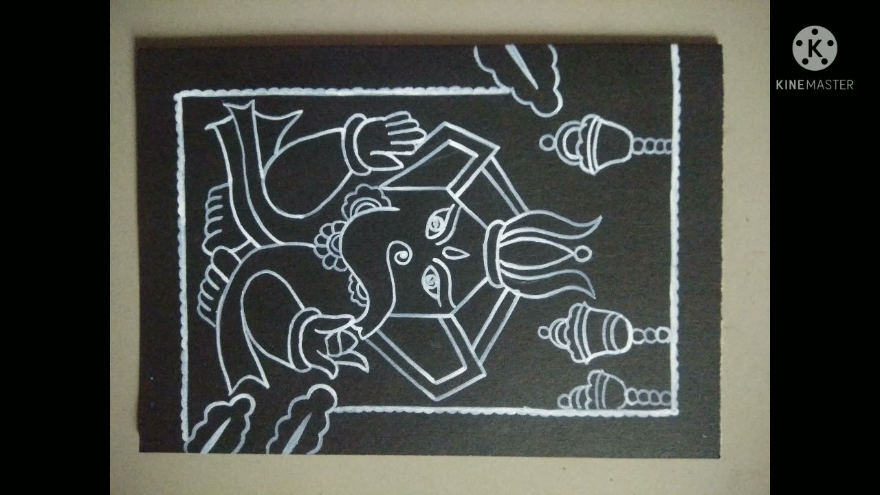 Tikuli painting on black and white paper l Madhubani painting