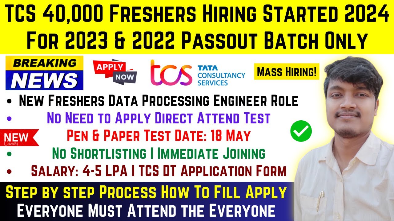 TCS Again Free NQT Mass Hiring Announced 2024 | 2022 & 2023 Batch | Direct Attend NQT Test on 18 May