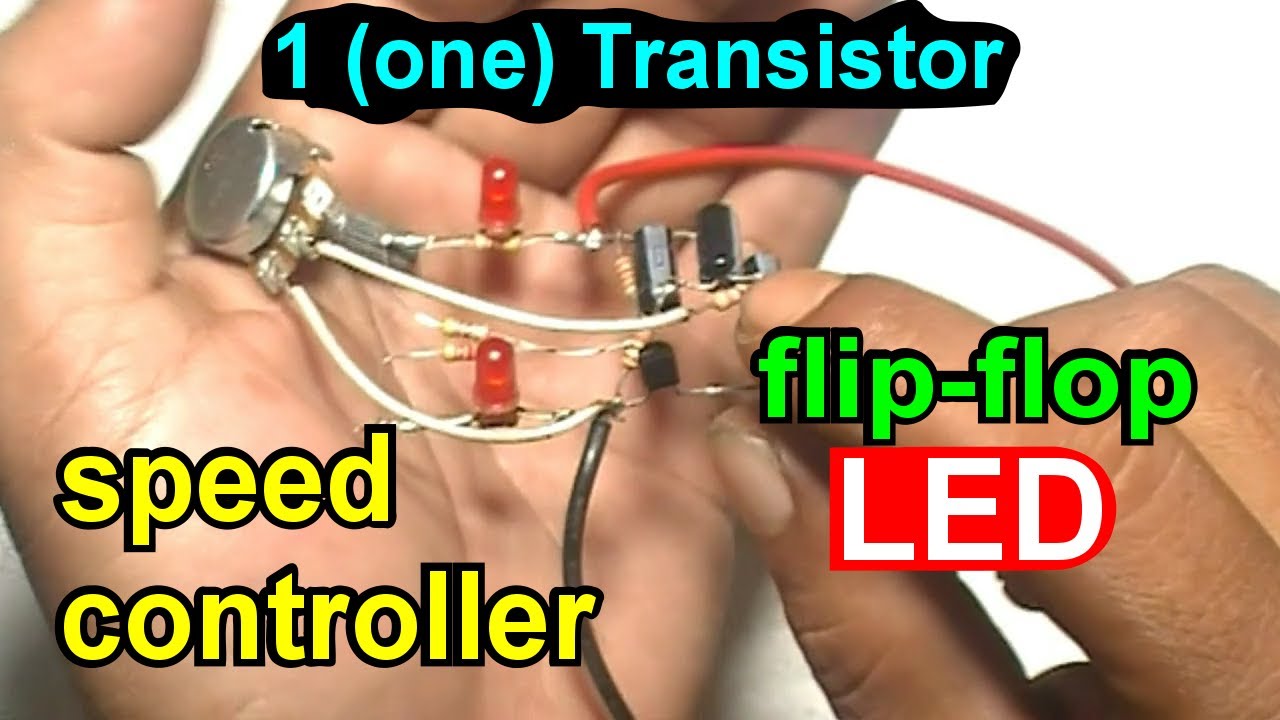 Single transistor Flip-Flop LED lights with speed controller circuit