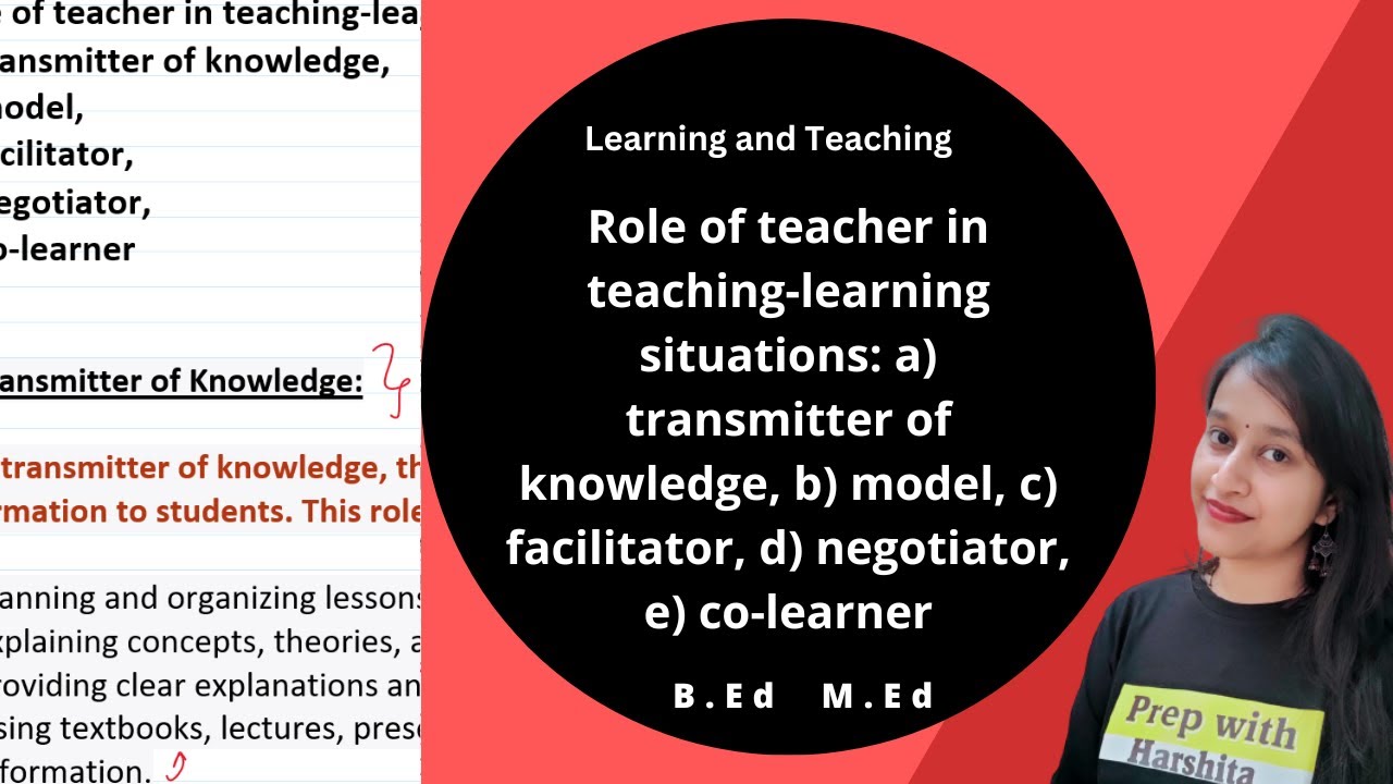 Role of teacher in teaching-learning situations | Learning and Teaching