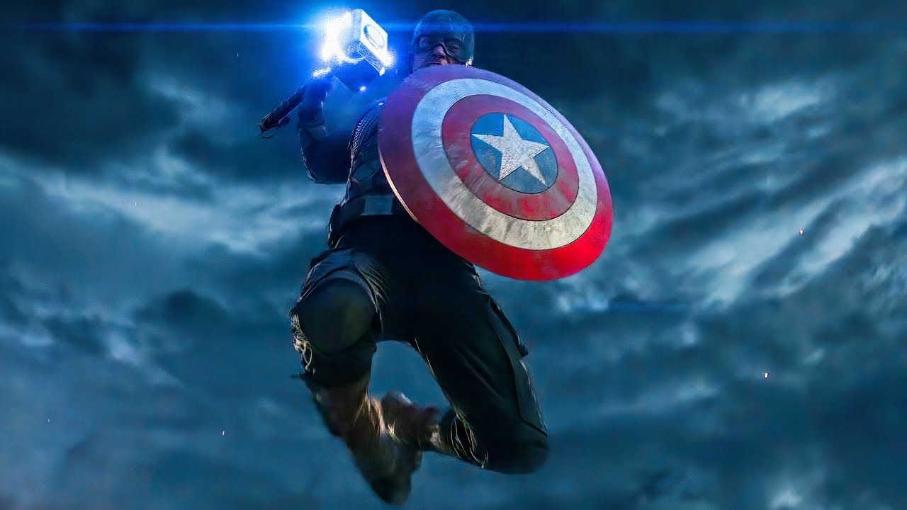 Captain America vs Thanos Fight Scene   Captain America Lifts Mjolnir   Avengers  Endgame