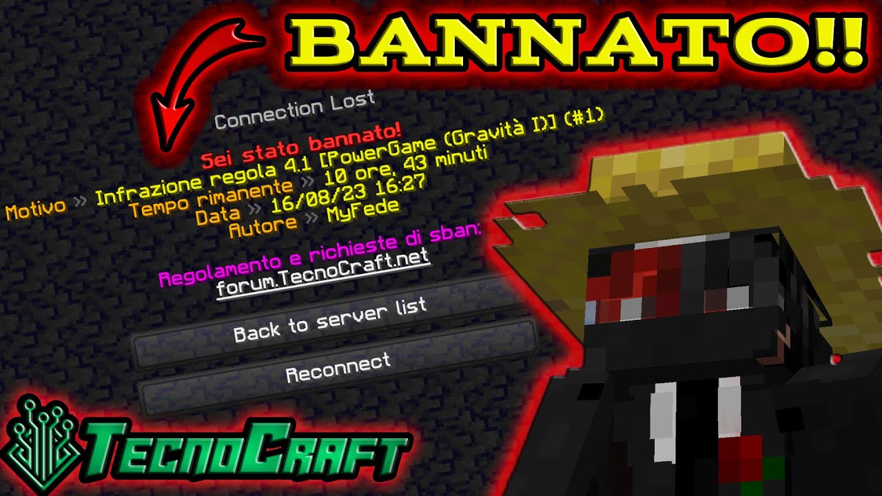 SONO stato BANNATO da TECNOCRAFT ROLEPLAY *assurdo*